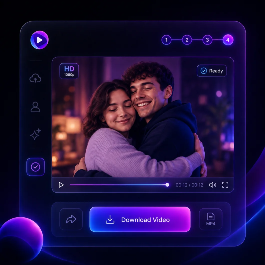 Download the finished AI hug video in HD
