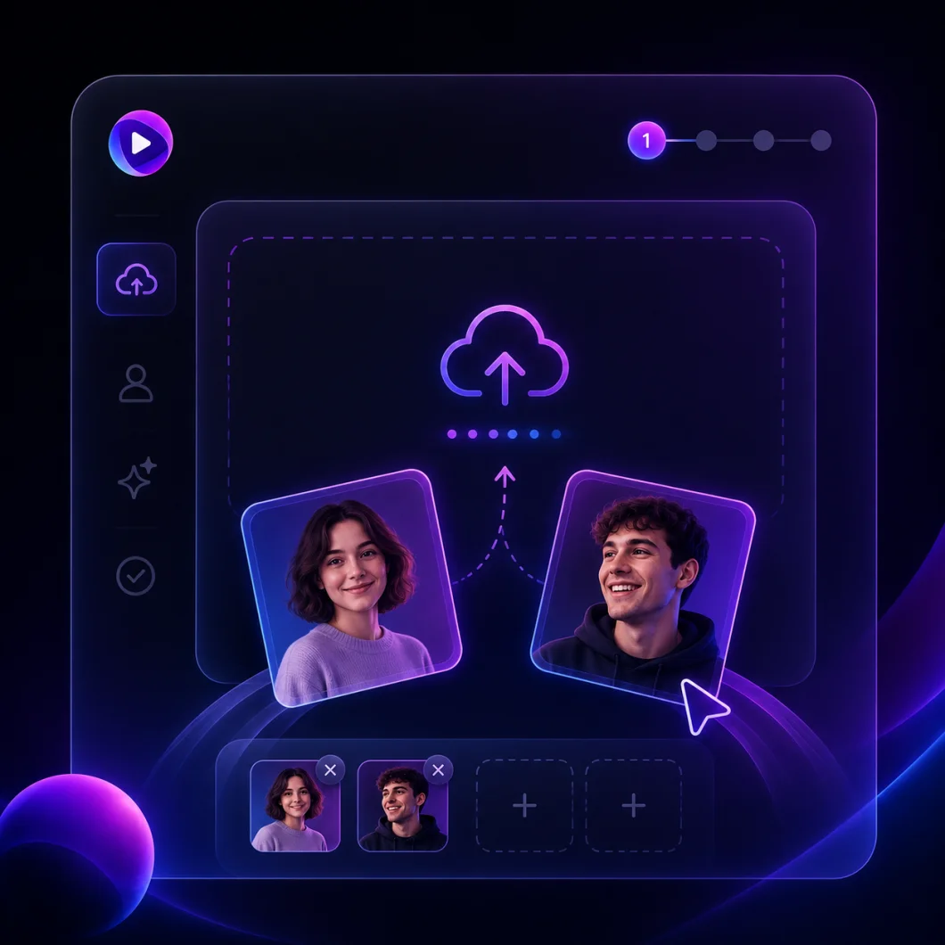 Upload photos to the AI hug video generator