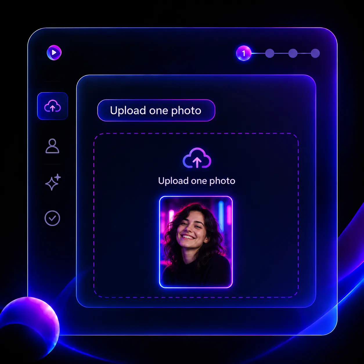 Upload one photo to the Tiny Desk AI video generator